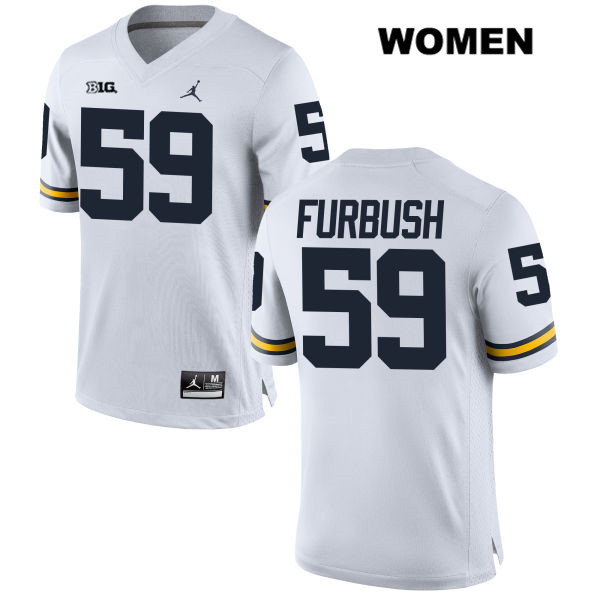 Women's NCAA Michigan Wolverines Noah Furbush #59 White Jordan Brand Authentic Stitched Football College Jersey XH25C57DQ